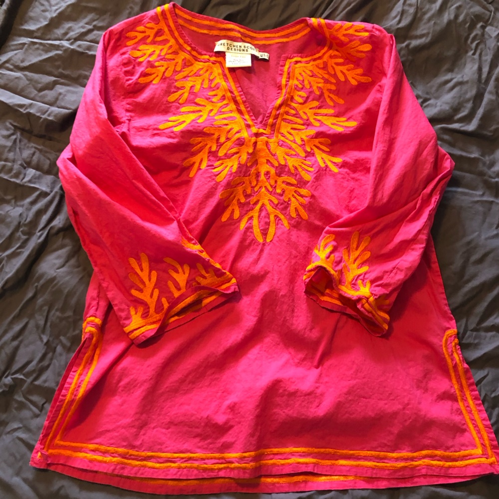 Gretchen Scott Hot Pink and Orange Tunic